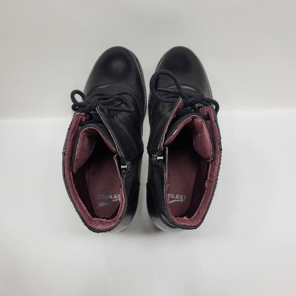 Dansko Black Combat Boots with Chunky Heel and Lace-Up Design - Picture 5 of 7